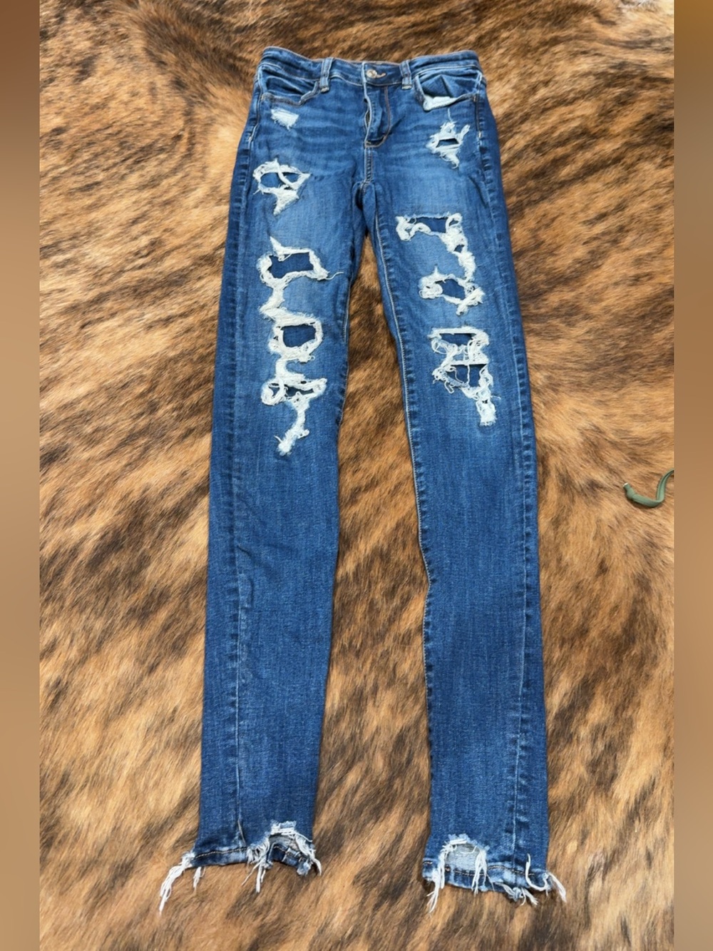 American Eagle Outfitters Blue Distressed Skinny Jeans - Women